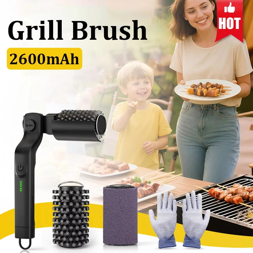 GrillForce ProSpin™ Cordless Electric Grill Brush with 2 Cleaning Heads