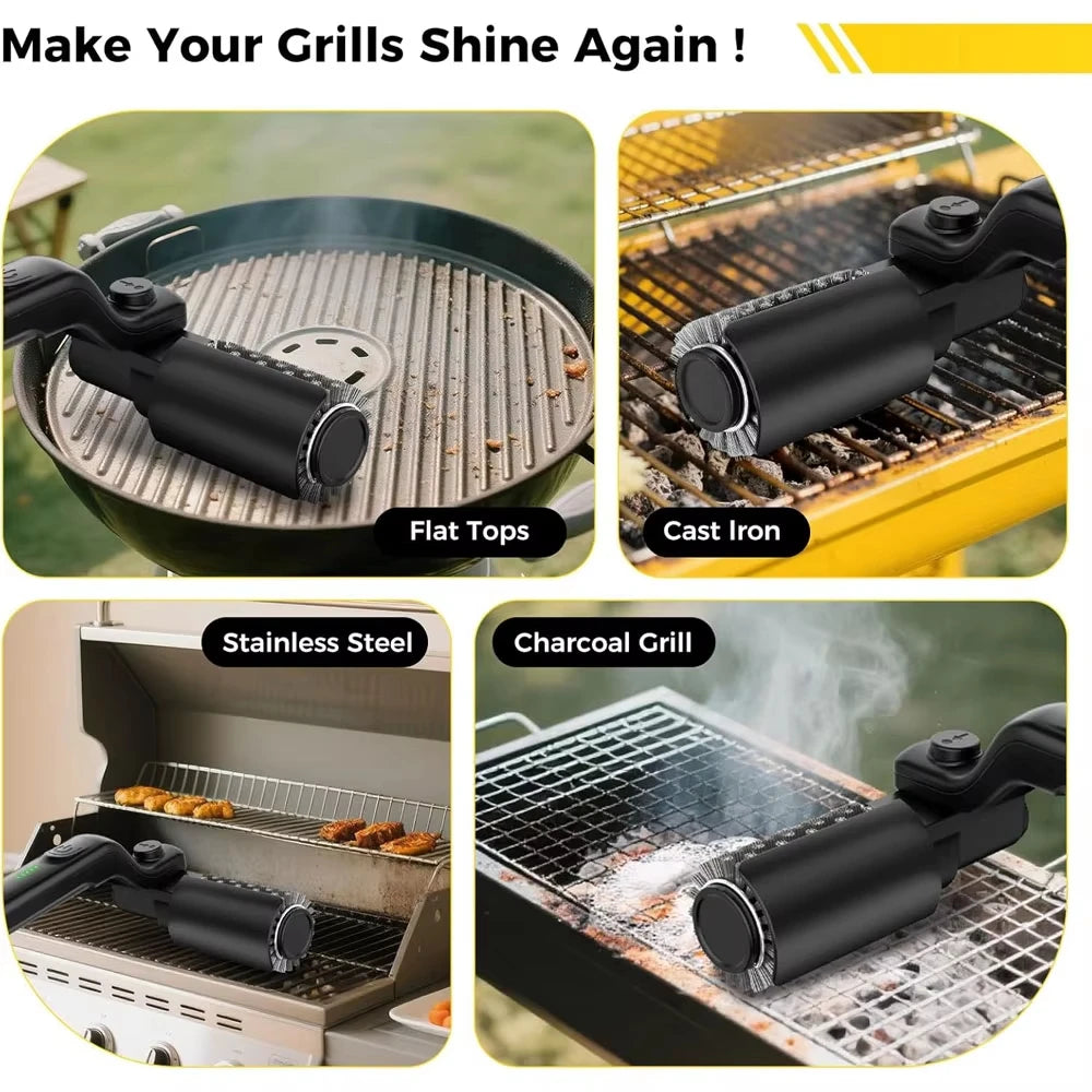 GrillForce ProSpin™ Cordless Electric Grill Brush with 2 Cleaning Heads
