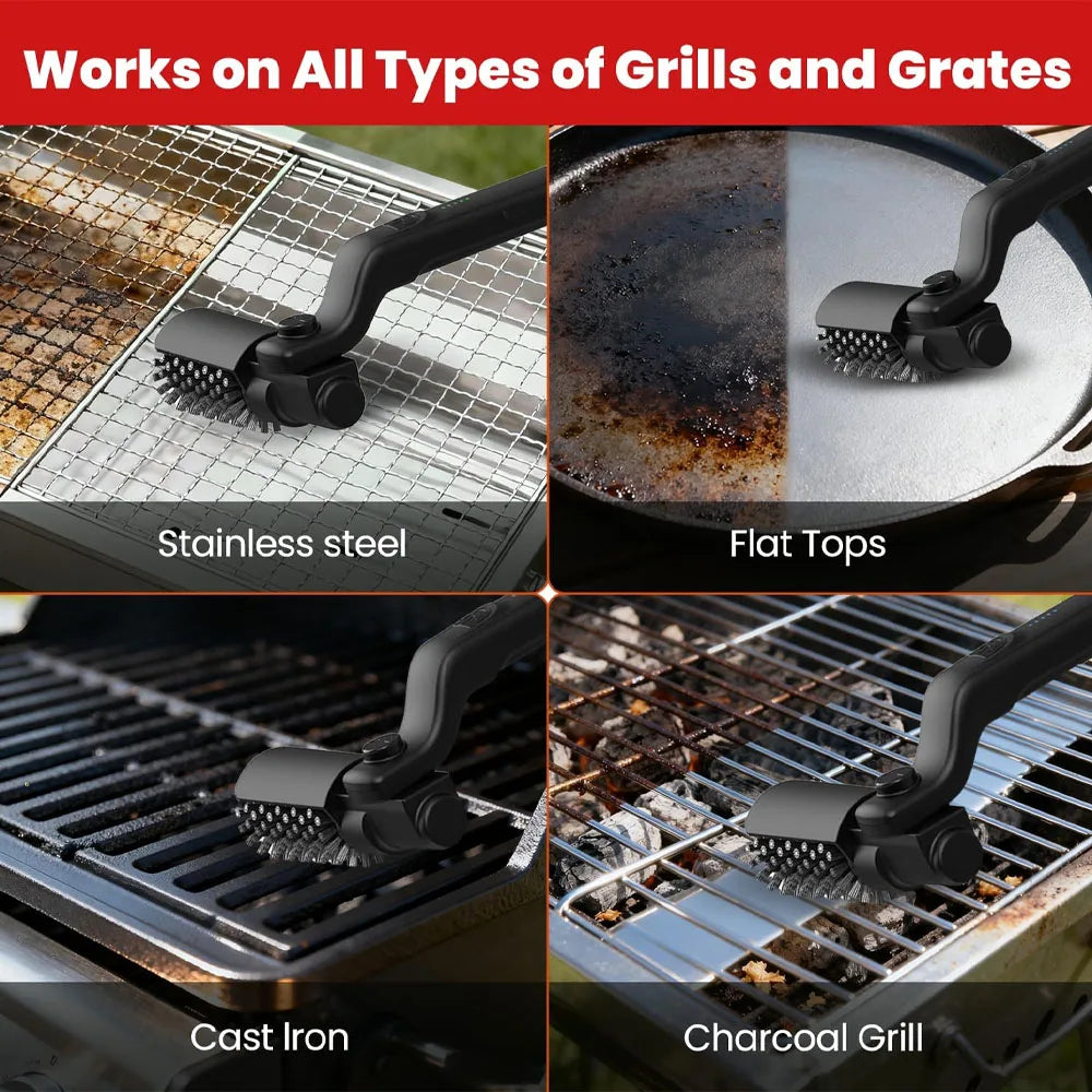 GrillForce ProSpin™ Cordless Electric Grill Brush with 2 Cleaning Heads