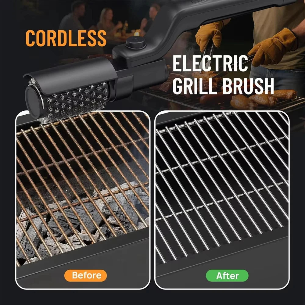 GrillForce ProSpin™ Cordless Electric Grill Brush with 2 Cleaning Heads